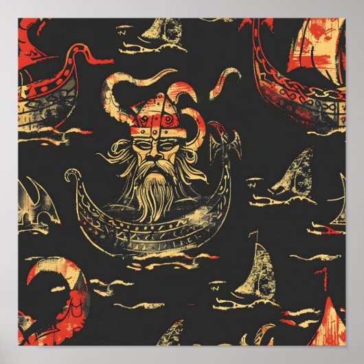 Viking Themed Ocean Scene Poster (Vorne)