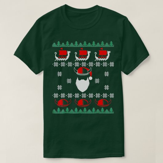 Viking Ugly Weihnachtsschiffe Viking Hat T-Shirt (Design vorne)
