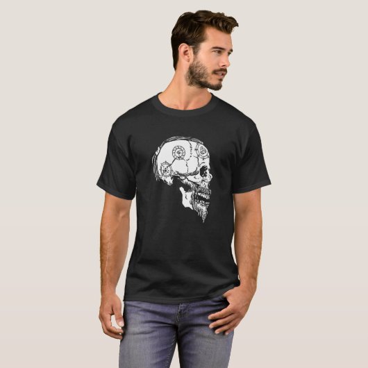 Viking Valhalla Skull Norse Mythology Braided Hair T-Shirt (Vorne ganz)
