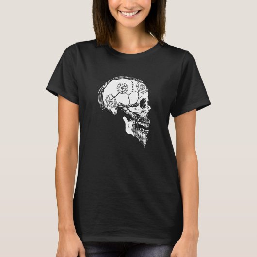 Viking Valhalla Skull Norse Mythology Braided Hair T-Shirt (Vorderseite)