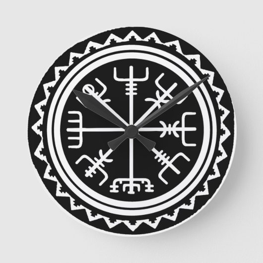 Viking Vegvisir Compass Runde Wanduhr (Vorderseite)
