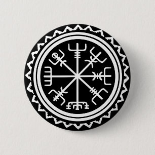 Viking Vegvisir Nautical Compass Button