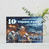 Viking Warrior Birthday boys fantasy theme Einladung (Stehend Vorderseite)