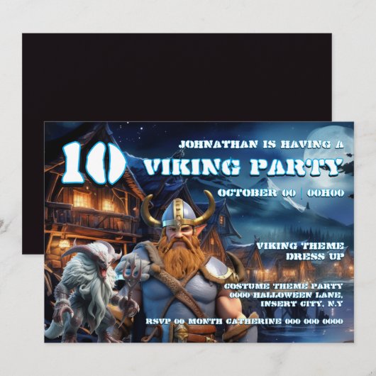 Viking Warrior Birthday boys fantasy theme Einladung (Vorne/Hinten)
