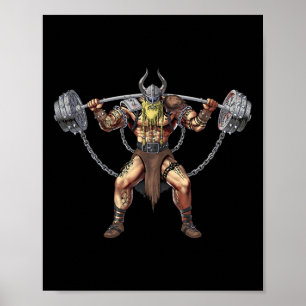 Viking Warrior Bodybuilding Gym Weightlift Power Poster