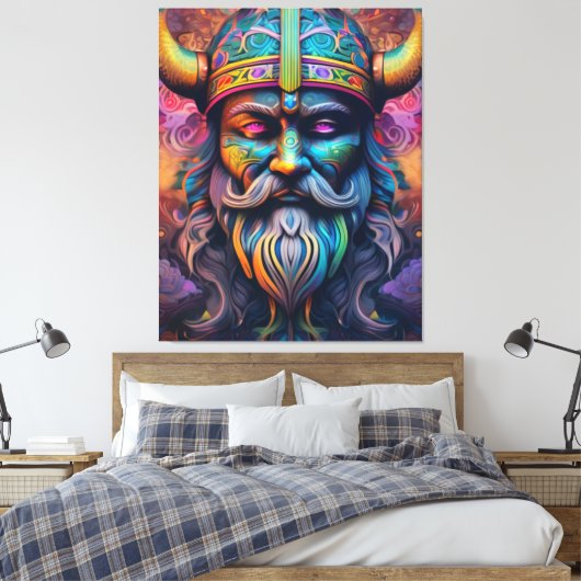 Viking Warrior Canvas Print Leinwanddruck (Insitu (Schlafzimmer))