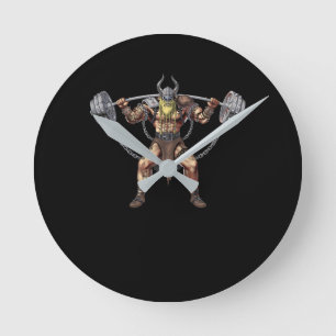 Viking Warrior Fitness Weight Lifting Runde Wanduhr