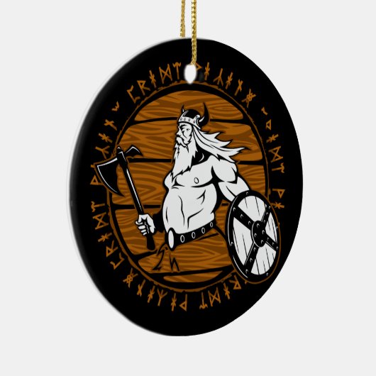 Viking Warrior Helmet Shield Runes of Christmas Keramik Ornament (Rechts)