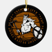 Viking Warrior Helmet Shield Runes of Christmas Keramik Ornament (Vorne)