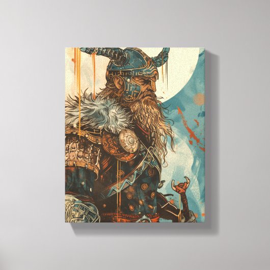 Viking Warrior Illustration Leinwanddruck (Vorderseite)