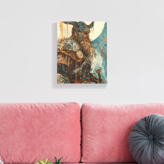Viking Warrior Illustration Leinwanddruck (Insitu (Wohnzimmer))