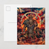 Viking Warrior in Asgard mit Göttern Feiertagspostkarte (Vorne/Hinten)