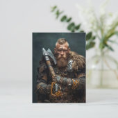 Viking Warrior in Authentic Attire Postkarte (Stehend Vorderseite)