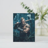 Viking Warrior in Authentic Attire Postkarte (Stehend Vorderseite)