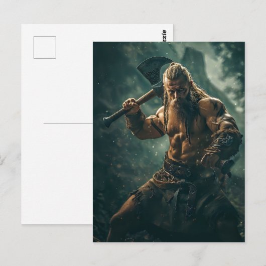 Viking Warrior in Authentic Attire Postkarte (Vorne/Hinten)