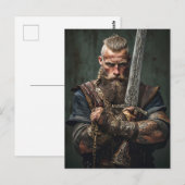 Viking Warrior in Authentic Attire Postkarte (Vorne/Hinten)