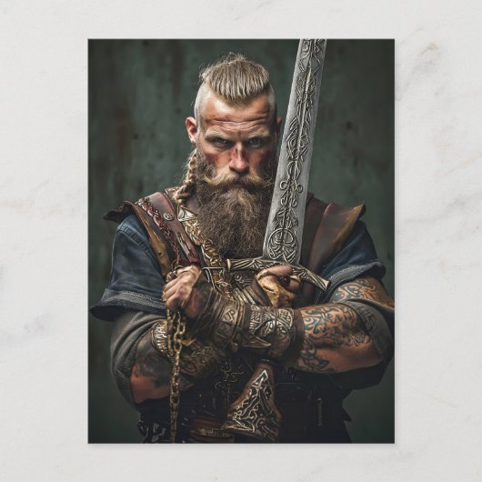 Viking Warrior in Authentic Attire Postkarte (Vorderseite)