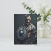 Viking Warrior in Authentic Attire Postkarte (Stehend Vorderseite)