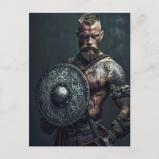 Viking Warrior in Authentic Attire Postkarte (Vorderseite)