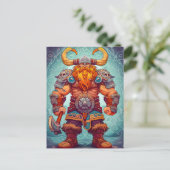 Viking Warrior mit Ax Norse Mythology Comic Postkarte (Stehend Vorderseite)