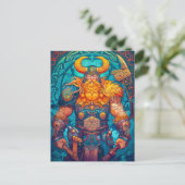 Viking Warrior mit Ax Norse Mythology Comic Postkarte (Stehend Vorderseite)