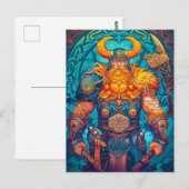 Viking Warrior mit Ax Norse Mythology Comic Postkarte (Vorne/Hinten)