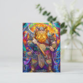 Viking Warrior mit Ax Norse Mythology Comic Postkarte (Stehend Vorderseite)