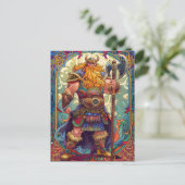 Viking Warrior mit Ax Norse Mythology Comic Postkarte (Stehend Vorderseite)