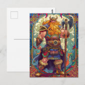 Viking Warrior mit Ax Norse Mythology Comic Postkarte (Vorne/Hinten)