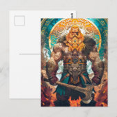 Viking Warrior mit Ax Norse Mythology Comic Postkarte (Vorne/Hinten)
