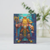 Viking Warrior mit Ax Norse Mythology Comic Postkarte (Stehend Vorderseite)