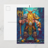 Viking Warrior mit Ax Norse Mythology Comic Postkarte (Vorne/Hinten)