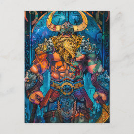 Viking Warrior mit Ax Norse Mythology Comic Postkarte
