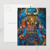 Viking Warrior mit Ax Norse Mythology Comic Postkarte (Vorne/Hinten)