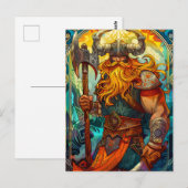 Viking Warrior mit Ax Norse Mythology Comic Postkarte (Vorne/Hinten)