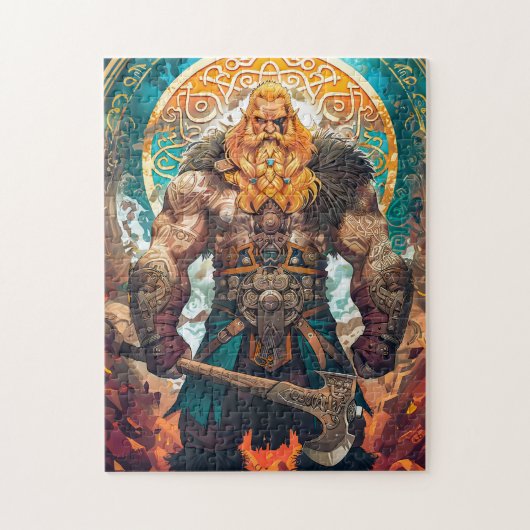 Viking Warrior mit Ax Norse Mythology Comic Puzzle (Vertikal)