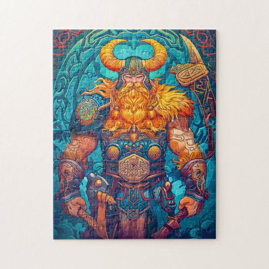 Viking Warrior mit Ax Norse Mythology Comic Puzzle (Vertikal)