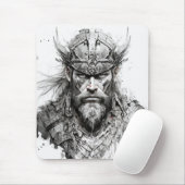Viking Warrior Portrait Painting Historische Art Mousepad (Mit Mouse)