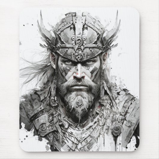 Viking Warrior Portrait Painting Historische Art Mousepad (Vorne)