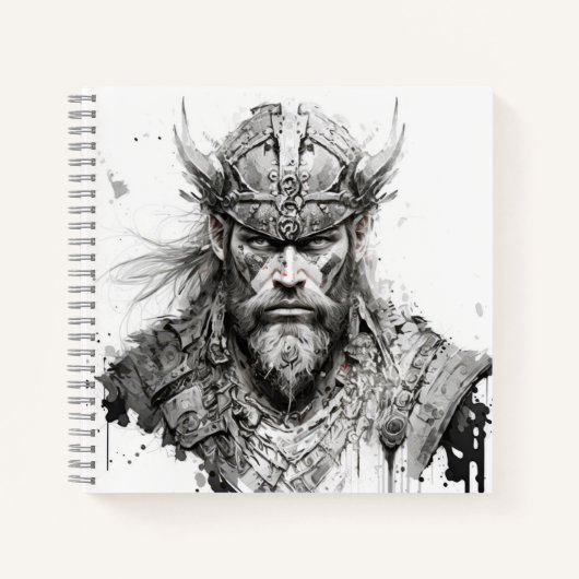 Viking Warrior Portrait Painting Historische Art Notizblock (Vorderseite)