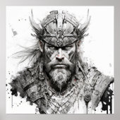 Viking Warrior Portrait Painting Historische Art Poster (Vorne)