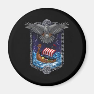 Viking Warrior Ship Raven Magnet