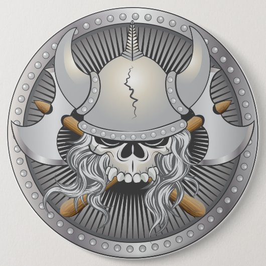 Viking Warrior Skull Button (Vorderseite)