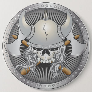 Viking Warrior Skull Button