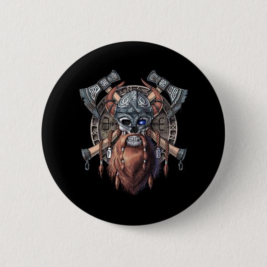 Viking Warrior Skull Button (Vorderseite)