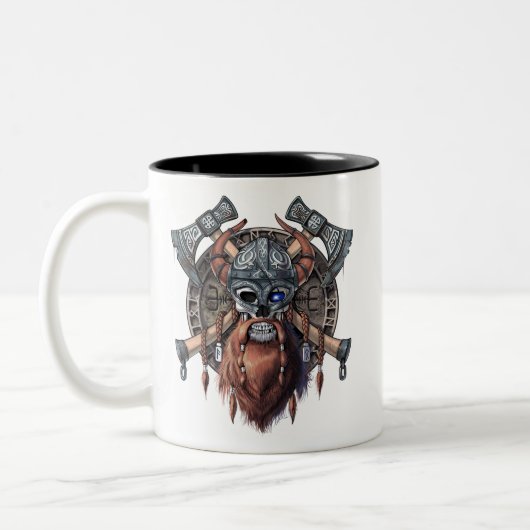 Viking Warrior Skull Zweifarbige Tasse (Links)