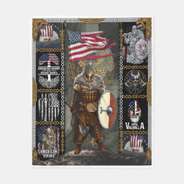 Viking Warrior Stehend für amerikanische Flagge Fleecedecke