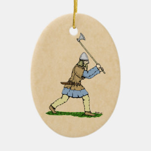Viking Warrior Wielding Broad Ax Keramikornament