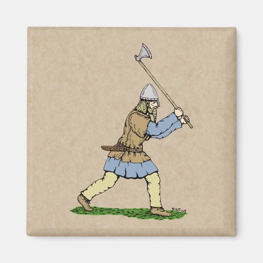 Viking Warrior Wielding Broad Ax Magnet (Vorne)