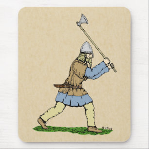 Viking Warrior Wielding Broad Ax Mousepad